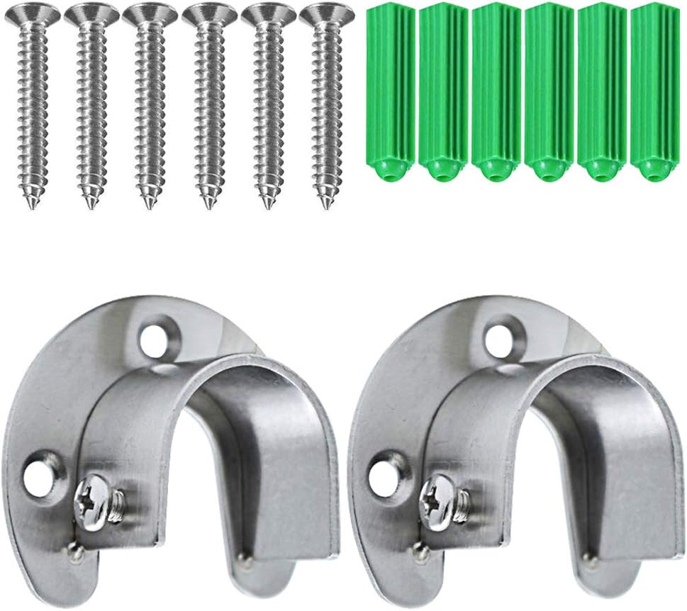 Stainless Steel Closet Pole Sockets,2 Pack of Heavy Duty