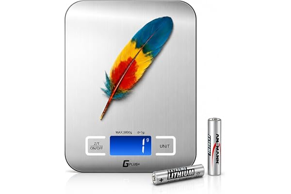 Food Scale, GPlus+ Digital Kitchen Scale, Highly Accurate 5000g/11lb x 0.1oz, Food Scale for Cooking, Baking and Weight Loss,