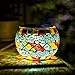 Solar Mosaic Table Lights Kinna 2 Pack Solar Glass Ball Table Lamp Waterproof for Home, Garden, Patio Decoration Warm White