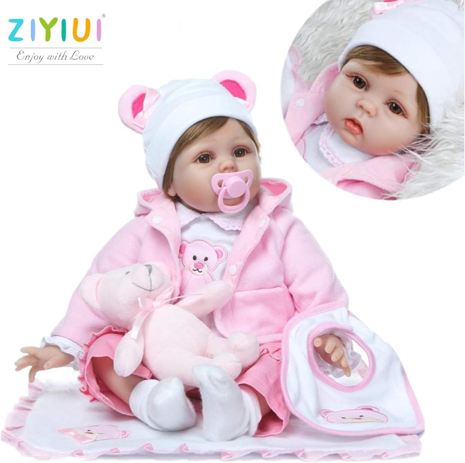 ZIYIUI Reborn Dolls 22 inch 55cm Realistic Baby Dolls Soft Silicone vinyl that Looks Real Reborn Baby Dolls Girls Real life Newborn Baby Toys