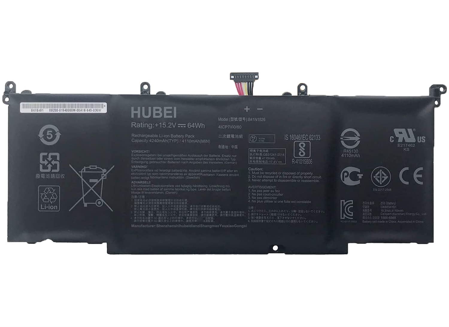 B41N1526 4ICP/60/80 0B200-0194000 Laptop Battery Replacement for Asus ROG S5 S5VT6700 Strix GL502 ROG GL502V GL502VT GL502VM GL502VY Series(15.2V 64Wh)