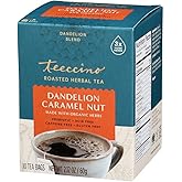 Teeccino Dandelion Caramel Nut Tea - Caffeine Free, Roasted Herbal Tea with Prebiotics, 3x More Herbs than Regular Tea Bags, Gluten Free - 10 Tea Bags
