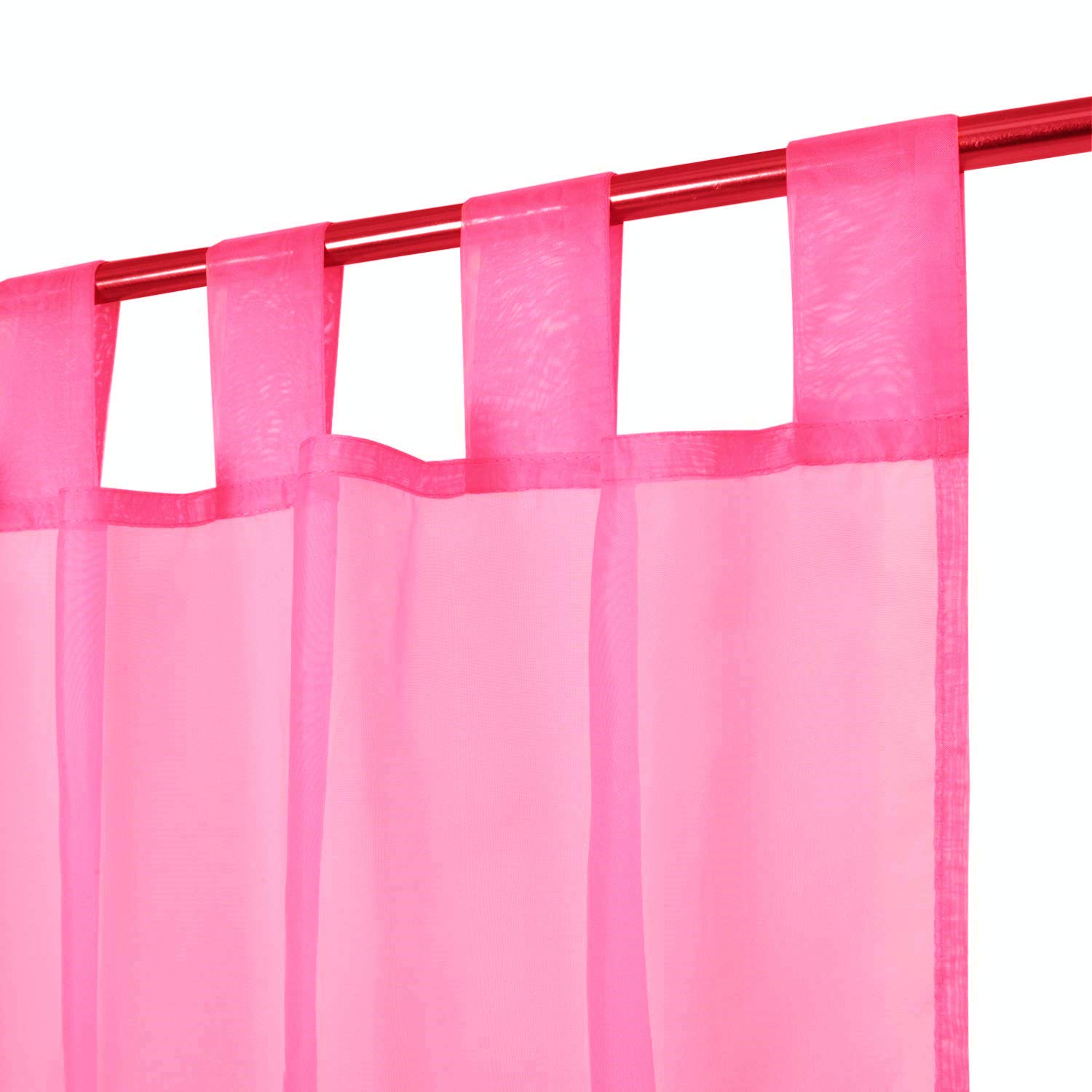Megachest lucy Woven Voile Tab Top Curtain 2 Panels with ties (28 colors) (bubblegum pink, 56" wideX108 drop(W142cmXH274cm))