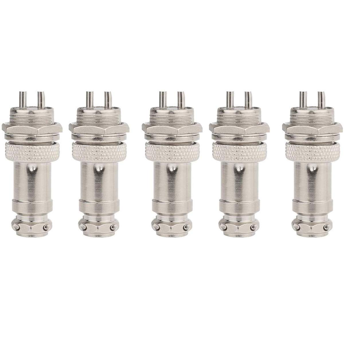 CLDIY GX16 2 Pins Panel Metal mounting Round Metal Aviation Plug Adapter Male Female outlet box (5 pcs)