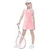 Girls Tennis Golf Dress Sleeveless Polo Neck Top and Skorts Skirt Set with Shorts Racerback Athletic Workout Outfit 4-13Y