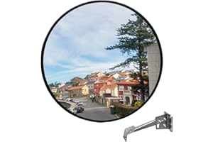 ORANCLUS Wall Mounted Convex Mirror Wide Angle - Safety Blind Spot Mirror for Garage Driveway Warehouse Parking Lot, Traffic Security Surveillance, 360° Visibility (24" Black)