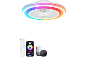 AQUBT Smart RGB Ceiling Fans with Lights and Remote，20" Low Profile Ceiling Fan with Light ,6-Speed Wind & Dimmable LED,1000+RGB Ambient Light ,Flush Mount Ceiling Fan Compatible with Alexa and Google Home