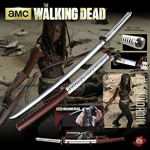 Walking Dead MC-WD001WS Officially Licensed Samurai Sword with Wall Mount, Leather-Wrapped Handle, and Wood Scabbard, 40-1/2-Inch Overall