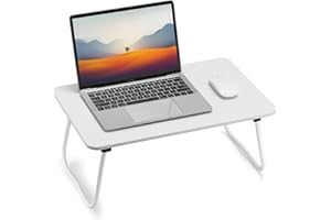 FISYOD Foldable Laptop Desk, Portable Lap Desk Bed Table, Lightweight Breakfast Table Tray Desk, Laptop Stand, Mini Table for Working Writing Drawing Eating Picnic-White