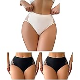 SHENHE Women's 3 Pack Seamless Underwear Hollow Out High Rise Full Coverage Briefs Panties