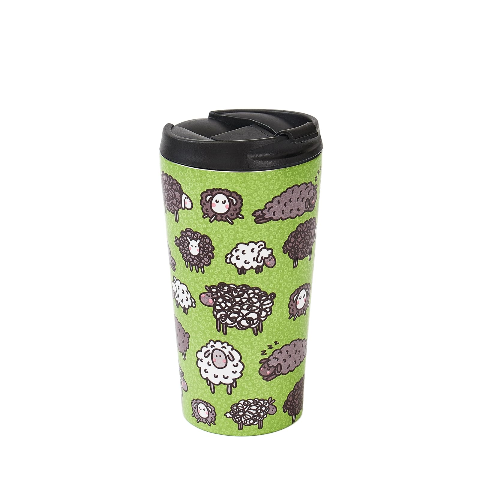 Eco Chic Reusable Thermal Coffee Cup Stainless Steel Leakproof Insulated 330ml Travel Mug (Cute Sheep Green) — image 1