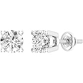 Dazzlingrock Collection 1.52 Cttw Round Diamond Studs Earrings for Women, 14K Solid White Gold