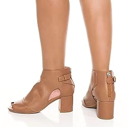 MOOMMO Women Open Toe Booties Sandals Heel Tan