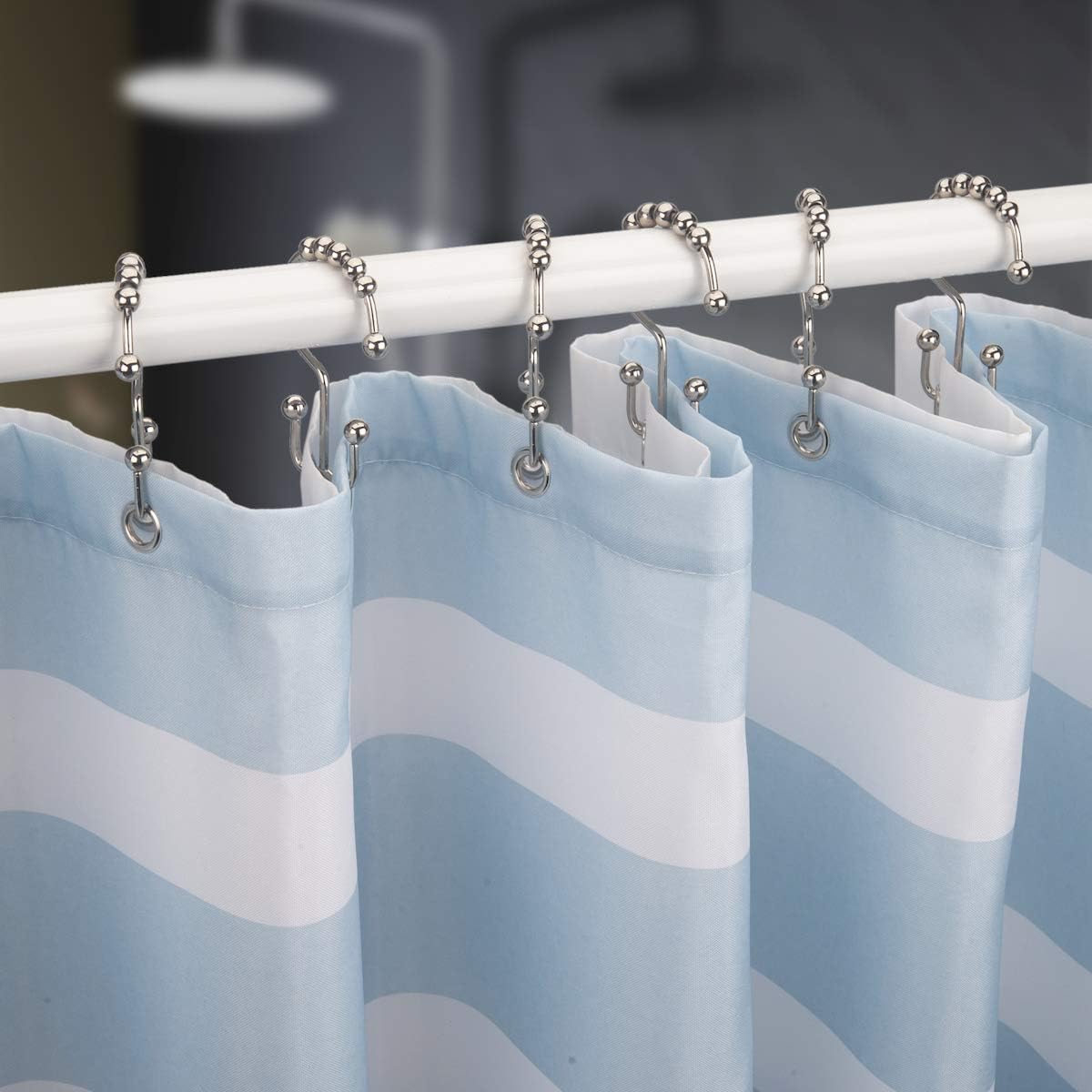 Titanker Shower Curtain Hooks Rings, Rust-Resistant Metal Double Glide Shower Hooks for Bathroom Shower Rods Curtains, Set of 12 Hooks - Nickel: Home & Kitchen