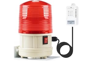 Briidea Temperature Warning Light with Built-in Thermostat, Auto Flash Alert Below 42°F, 1000ft High-Visibility LED, 10ft Sen