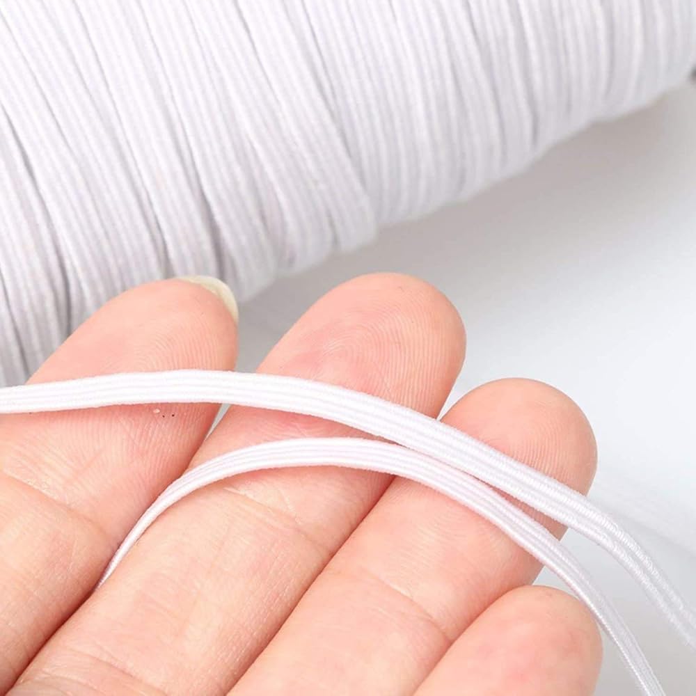 jiale 1/8 Inch White Elastic Corded Flat Cord 10m 3mm Waistband Dressmaking