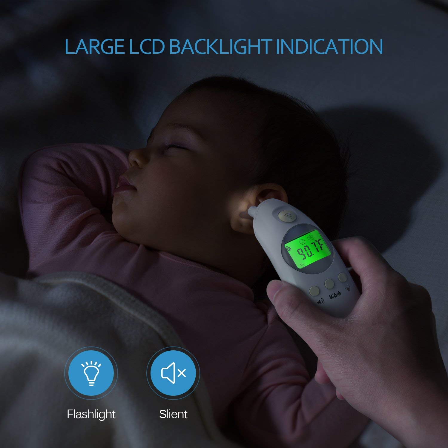 Baby Fieberthermomete, Stirnthermometer Ohrthermometer Medizinischer Infrarot Digital Thermometer, Sofortiges Lesen Fieberwarnung Klinische Überwachung CE FDA und RoHS Zertifiziert