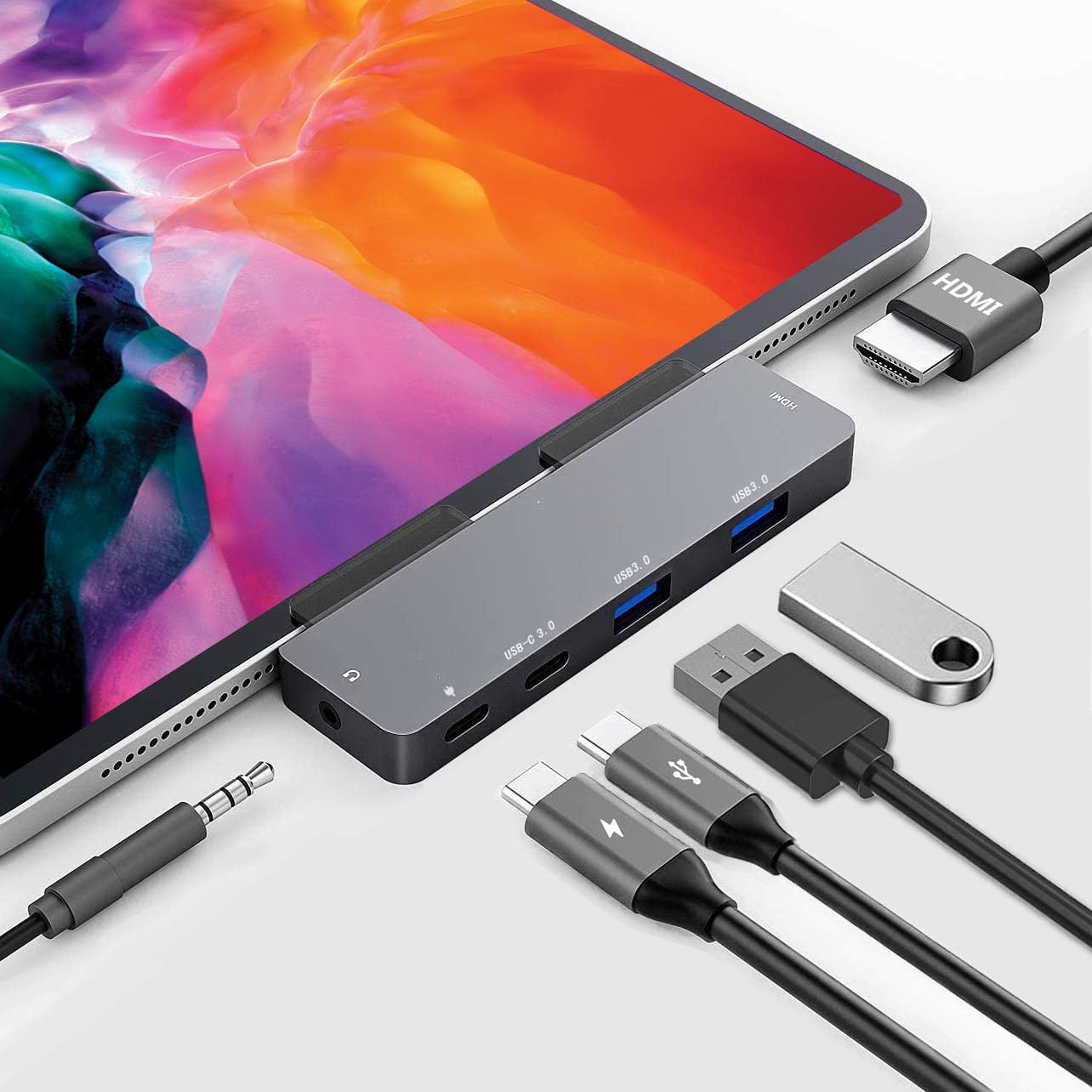 USB C Hub for iPad Pro 11/12.9 2020/2018 Adapter,RREAKA 6in1 Adapter