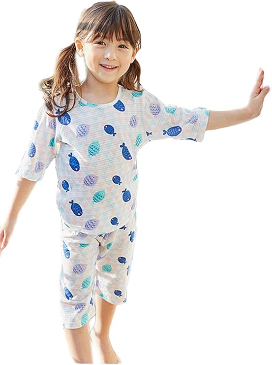 Amazon Godlovefull キッズ ジュニア 夏 パジャマ 子供服 女の子 ガールズ パジャマ ルームウェア 上下セット 綿 2点セット コットン 半袖 夏 ナイトウェア 部屋着 寝巻き 寝間着 パジャマ 通販