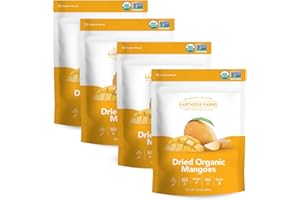 Earthside Farms Organic Dried Mangoes, Plain Dried Mangoes, Gluten Free, No Added Sugar, Organic, Naturally Sweet and Flavorful (4 Pack)