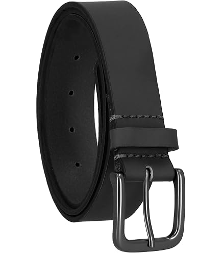 Men's BLACK Genuine Leather Casual Dress Belt 1-3/8