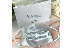 Celestial Silk 3 Layer Silk Face Mask with Filter - 22 Momme Silk Mask, Adjustable Ear Loops - Pleated with Filter