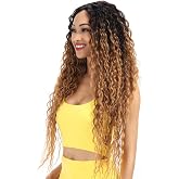 Joedir Lace Front Wigs Ombre Blonde 28'' Long Small Curly Wavy Synthetic Wigs For Black Women 130% Density Wigs(Ombre Gold Color)