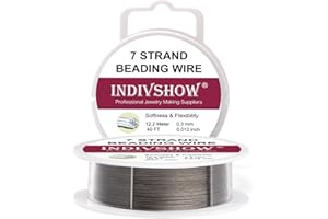 INDIVSHOW 7 Strand Beading Wire，40FT/0.3mm Tiger Tail Wire for Jewelry Making Stand Threading Necklace Bracelet Crafts