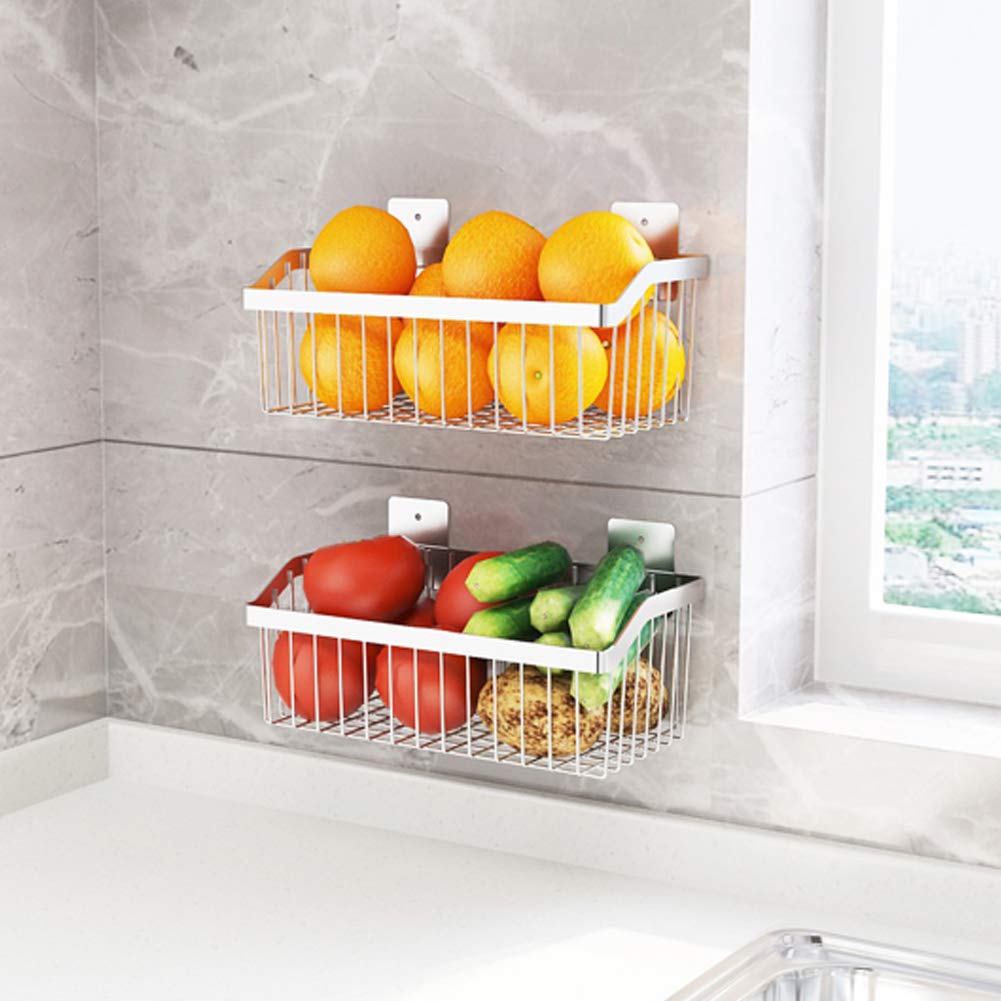 2PCS Kitchen Storage Metal Wire Fruit Basket - SUS304 11.8Inch 2PCS, Silver