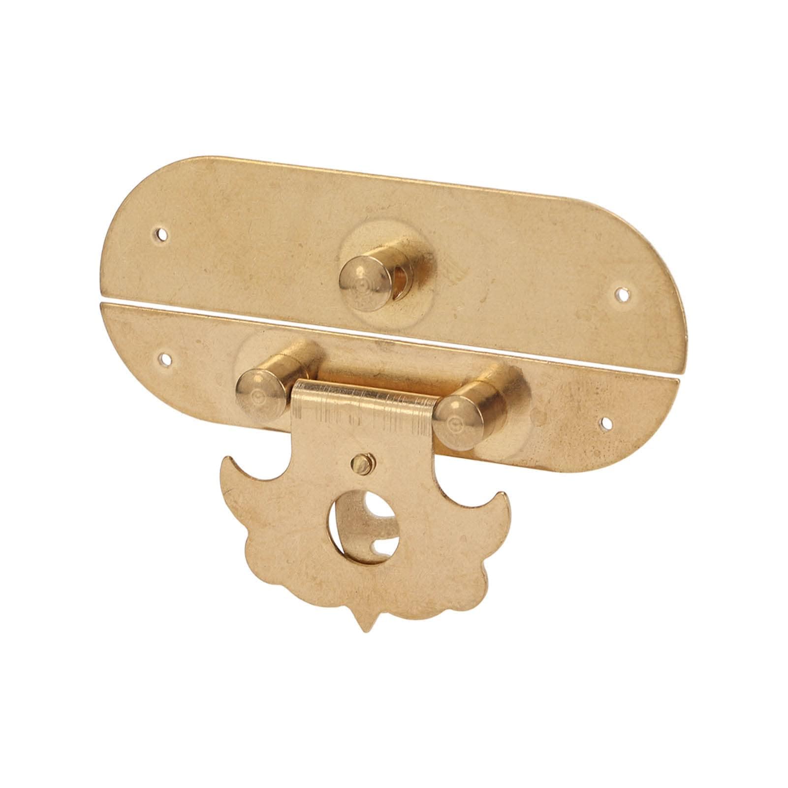 Beufee Cabinet Closure, Gold Antique Latch Hook Hasp Vintage Decorative Brass Hasp Clasp Buckle Closure Latch Lock and Hardware Latch Buckle Lock Hasp Hook