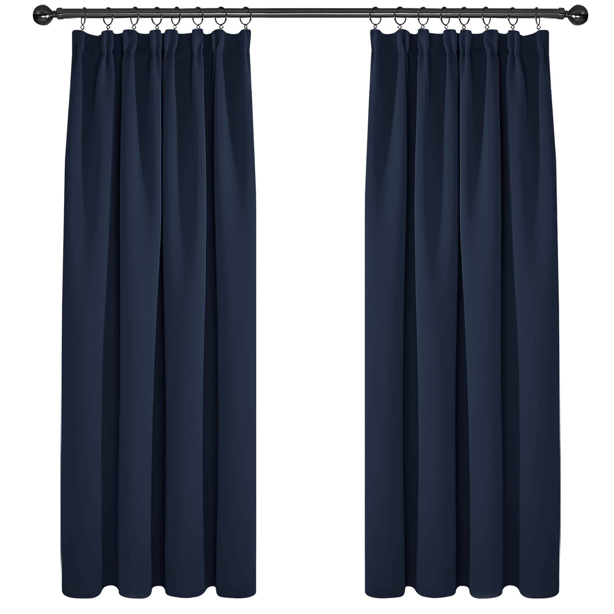 Deconovo Super Soft Curtains Thermal Insulated Pencil Pleat Blackout Curtains for Boys Bedroom 46 x 72 Navy Blue 1 Pair โ image 1