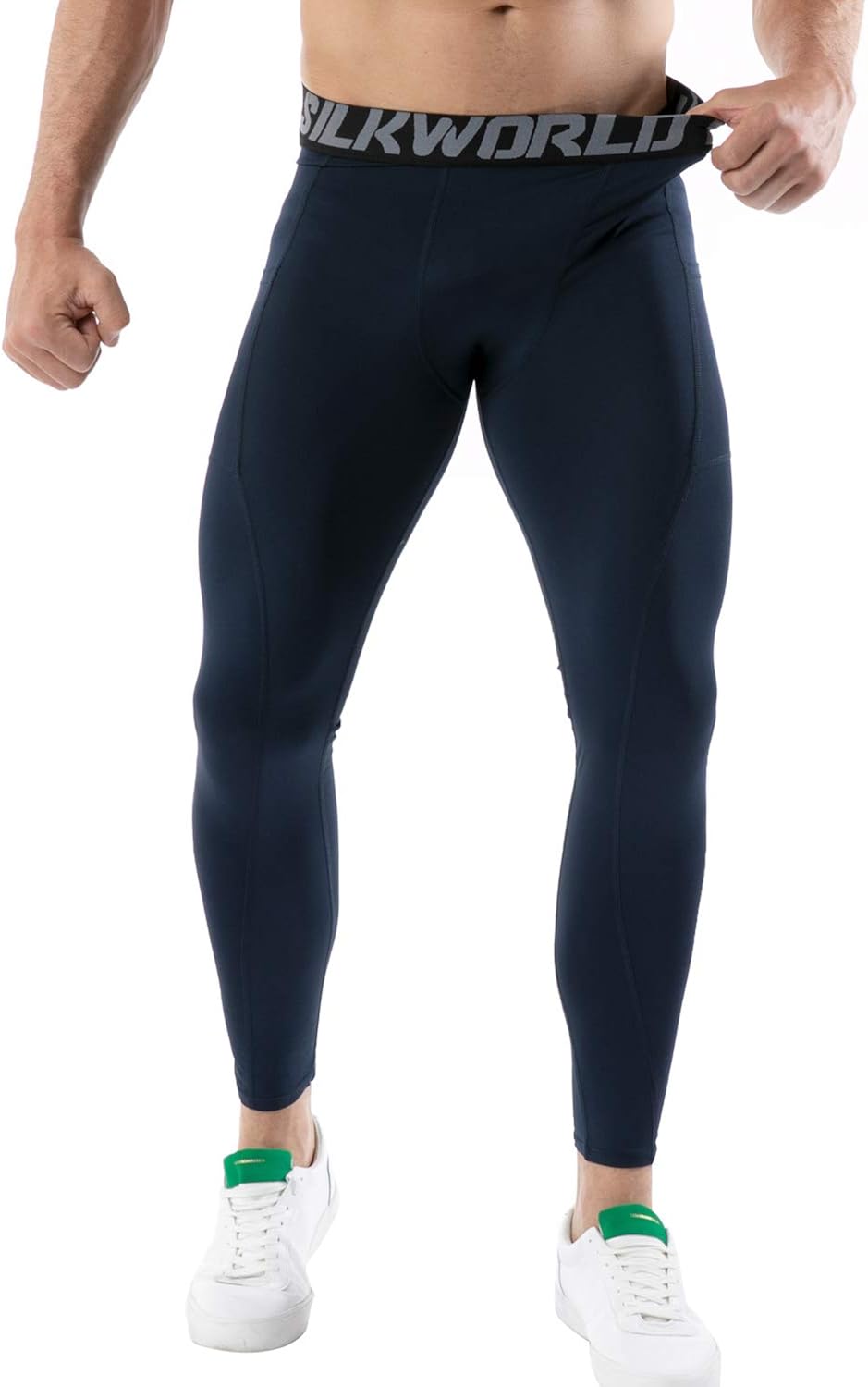 SILKWORLD Men's 1~3 Pack Compression Pants Pockets Dri Fit Gym Leggings Baselayer Running Tights at  Men’s Clothing store