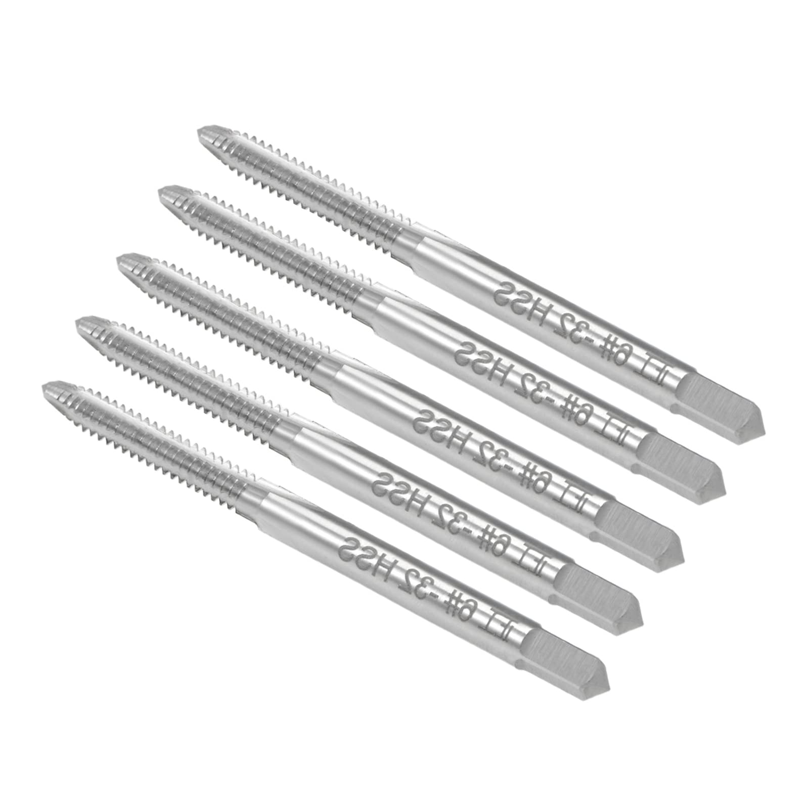 CoCud Thread Milling Taps, 6#-32 UNC Thread 2B, High Speed Steel Machine 3 Straight Flutes Screw Threading Tool - (Applications: for Tapping Drilling Machine), 5-Pieces