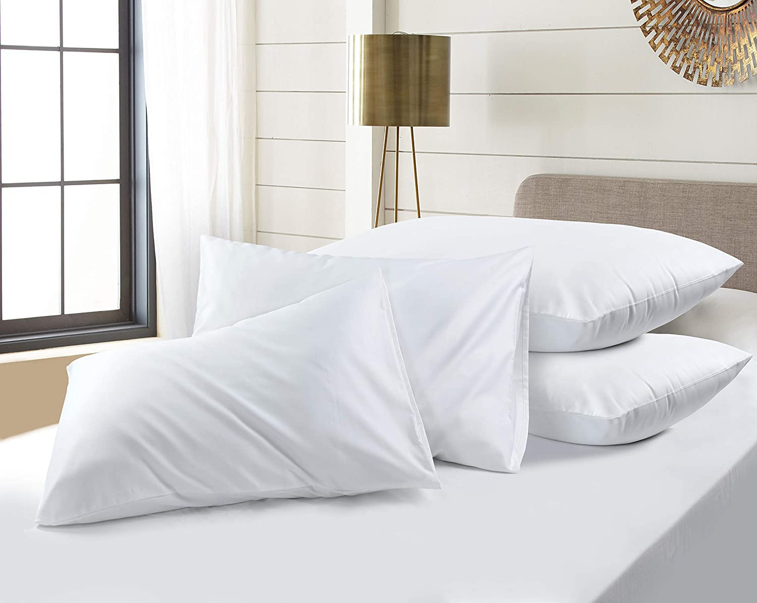 100% Egyptian Cotton Housewife Pillowcases | 250 Thread Count 5 Star Hotel Quality | Pack of 4 Envelope Closure Pillow Protectors | Soft & Durable Pillow Covers (50 x 75 cm)