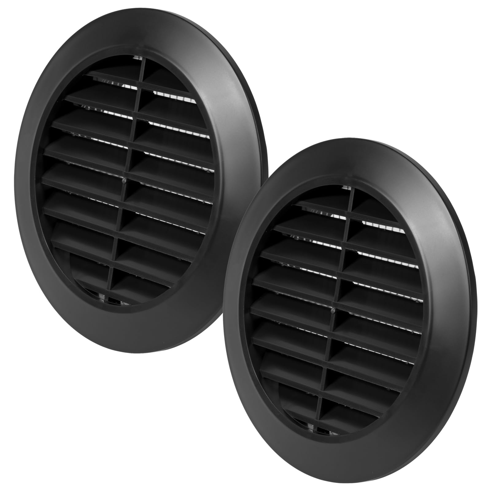 Vent Systems 80 mm / 3.15'' Inch - Black Pack of 2 Air Vent Cover - Round Air Vents - Ventilation Grille - Integrated Insect Screen - HVAC Vents for Bathroom, Home Office, Kitchen — image 1