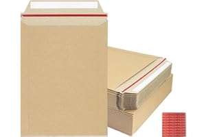 zmybcpack 50 Pack 6X8 inch Self Seal Photo Document Mailers Stay Flat Rigid Mailer Kraft Cardboard Envelopes Photography Mail