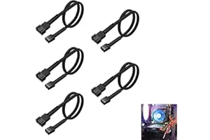 4-Pin PWM Fan Splitter Cable, Braided Sleeved 10.6" PC Fan Power Extension for 3-Pin/4-Pin Cooling Fans, ATX Case, CPU Cooler