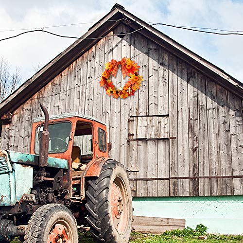 HAKACC 15 inch DIY Fall Wreath Autumn Wreath Supplies with Grapevine Wreath, Pumpkin,Maple Leaves and Artificial Berries for Autumn Halloween Thanksgiving Day
