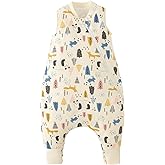 Duomiaomiao 1.5 TOG Toddler Sleep Bag 12-24 Months 100% Cotton Four Season Side Open Zipper Baby Sleep Sack with Feet, Breathable Toddler Wearable Blanket