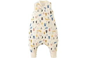 Duomiaomiao 1.5 TOG Toddler Sleep Sack 12-24 Months 100% Cotton Four Season Side Open Zipper Baby Sleep Sack with Feet, Breathable Toddler Wearable Blanket