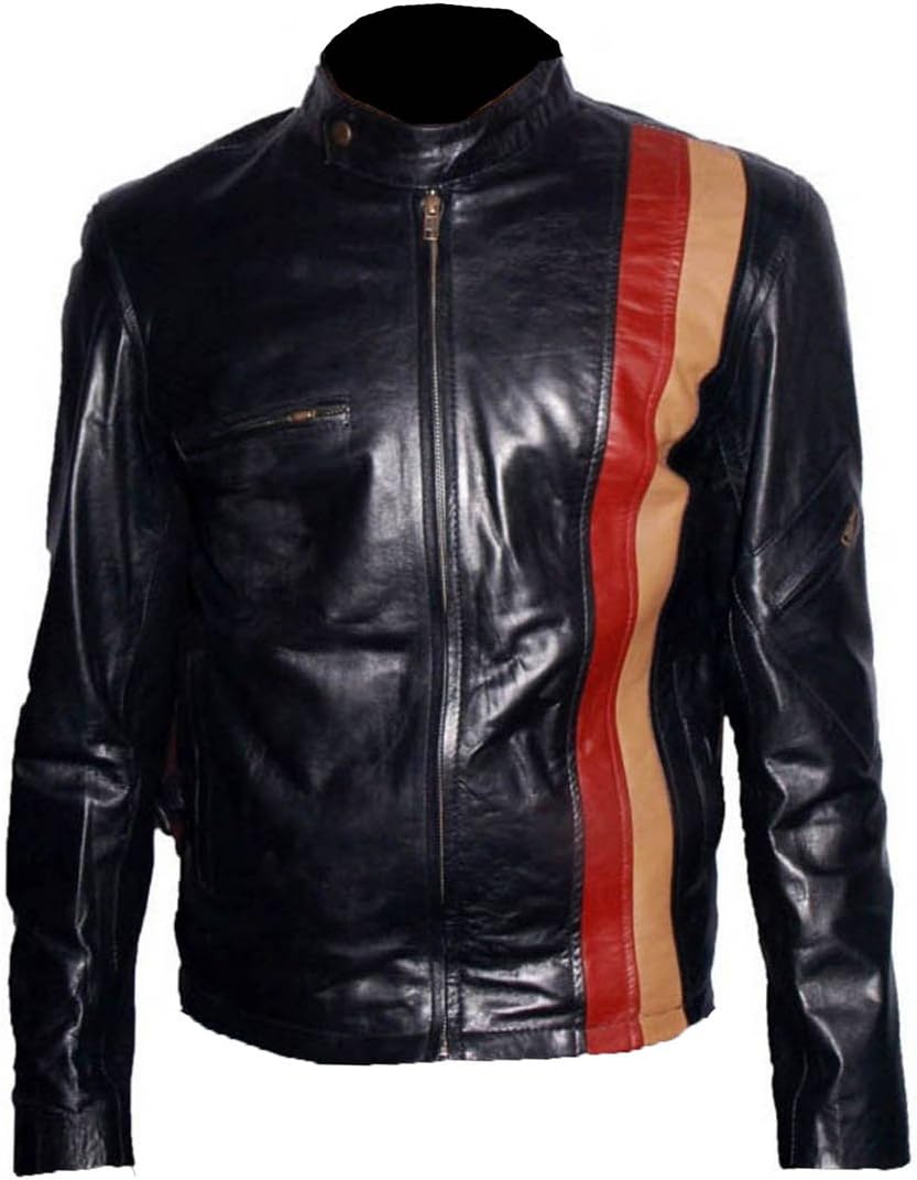 TOFFHUB Cyclops Xmen Wolverine Faux Leather Jacket Red Yellow Straps XXS-5XL Black