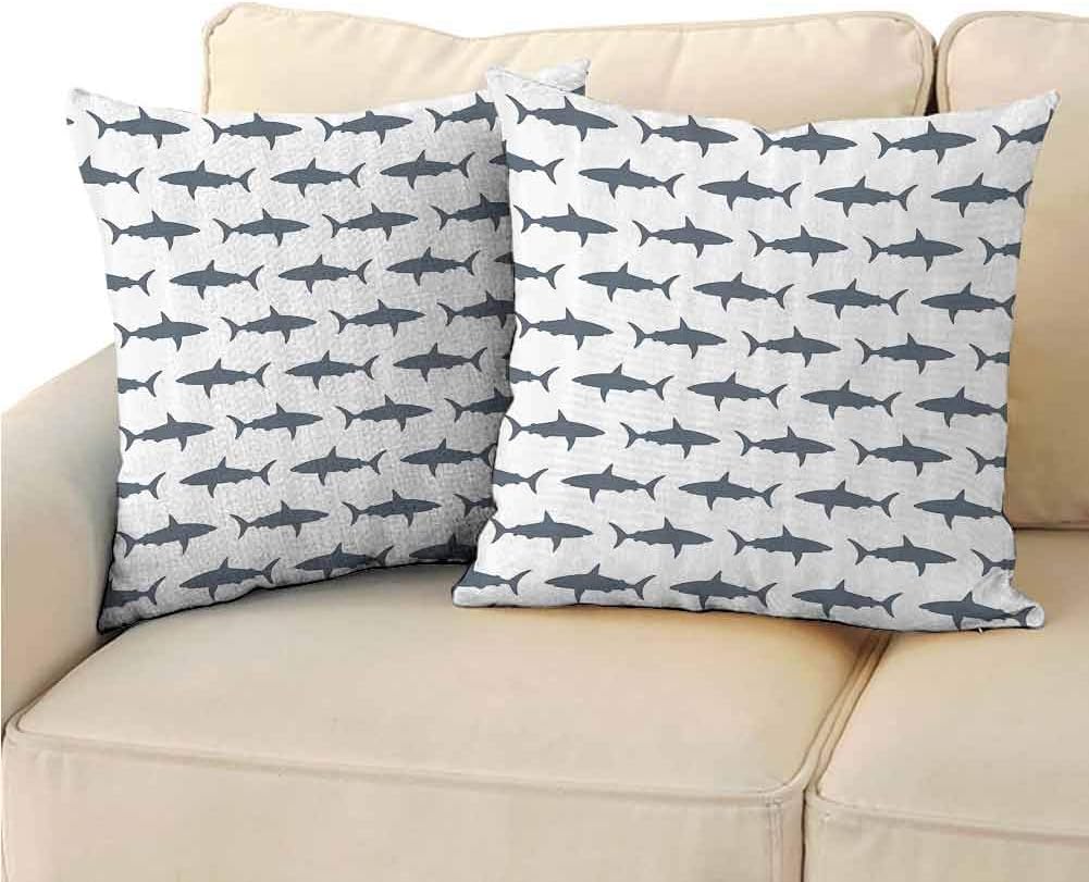 DuckBaby Toddler Pillowcase Fish Sea Animals Sharks Swimming Horizontal Silhouettes Traveler Powerful Danger Design Pattern Easy to disassemble 16 inch Pillow Covers,2 Packs Bathroom
