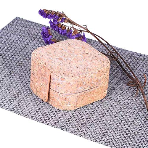 MANISHO Jewelry Box Vegan Cork Small Travel Organizer Eco-Friendly Display Storage Case for Rings Earrings Necklace