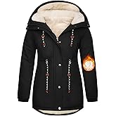 Yusongirl Plus Size Women's Winter Parka Coat Heavy Cotton Outer Shell Fleece Lined Hoody for Cold