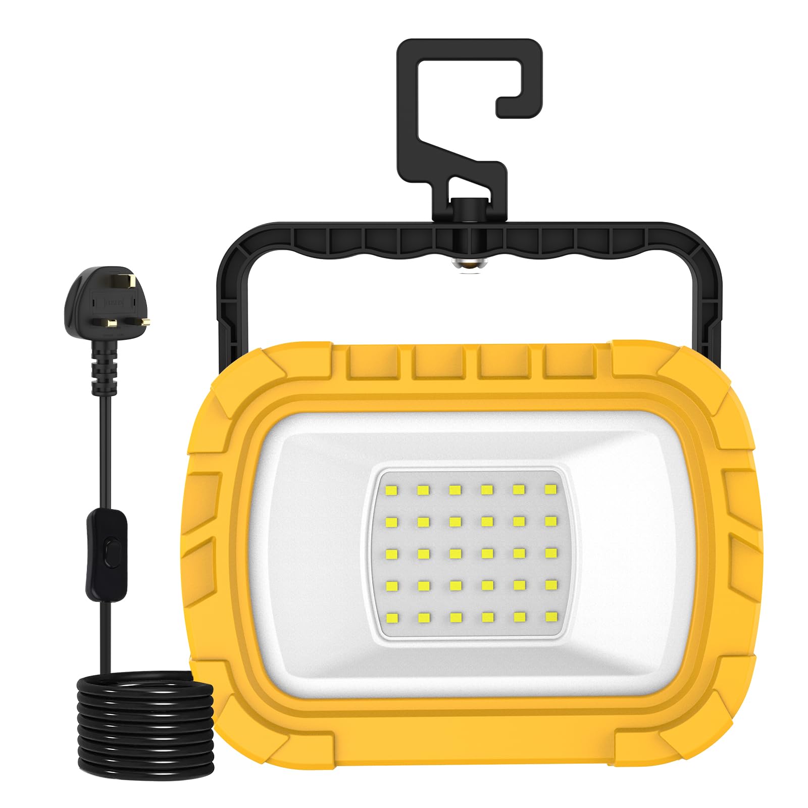 T-SUN 30W LED Work Light Garage Lights, 1000LM Job Site Light with Hook, Portable Construction Lights, 6500K Cold White Folding Floodlight for Garage Workshop Camping Outdoor Car Repairing Loft