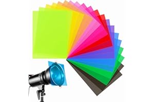 ANTFEES 20pcs Color Correction Light Gel Filters, Transparent Color Film Plastic Sheets for LED Lighting, Photo, Diffuser 11.7 by 8.3 Inches, 10 Colors