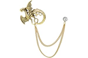 HSQYJ Gold Silver Plated Chain Rose Flower Violin Five-pointed Star Brooches Collar Pins Crystal With Hanging Chain Suit Shirt Lapel Brooch Pin Fashion Jewelry for Men Boy