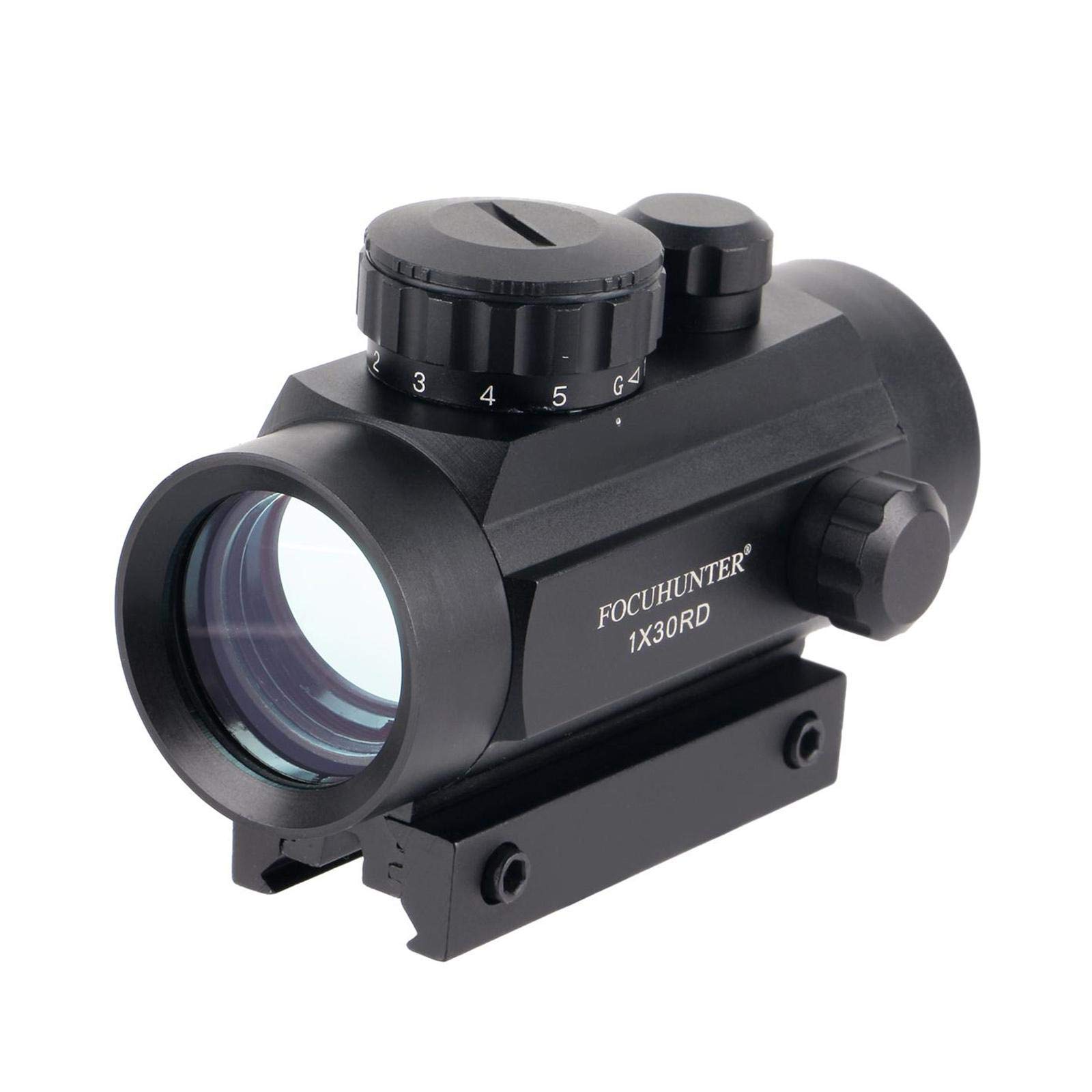 FOCUHUNTER Optics Red/Green Dot Sight 2MOA 1x30mm Fogproof & Shockproof Tactical Illuminated Rifle Scope for Picatinny 20mm Rail Mount & 11mm dovetail rails
