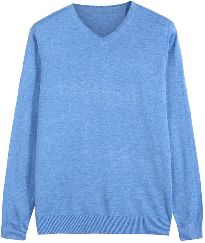 Otoño Cielo Azul suéter de Lana con Cuello en V para Hombre de Negocios