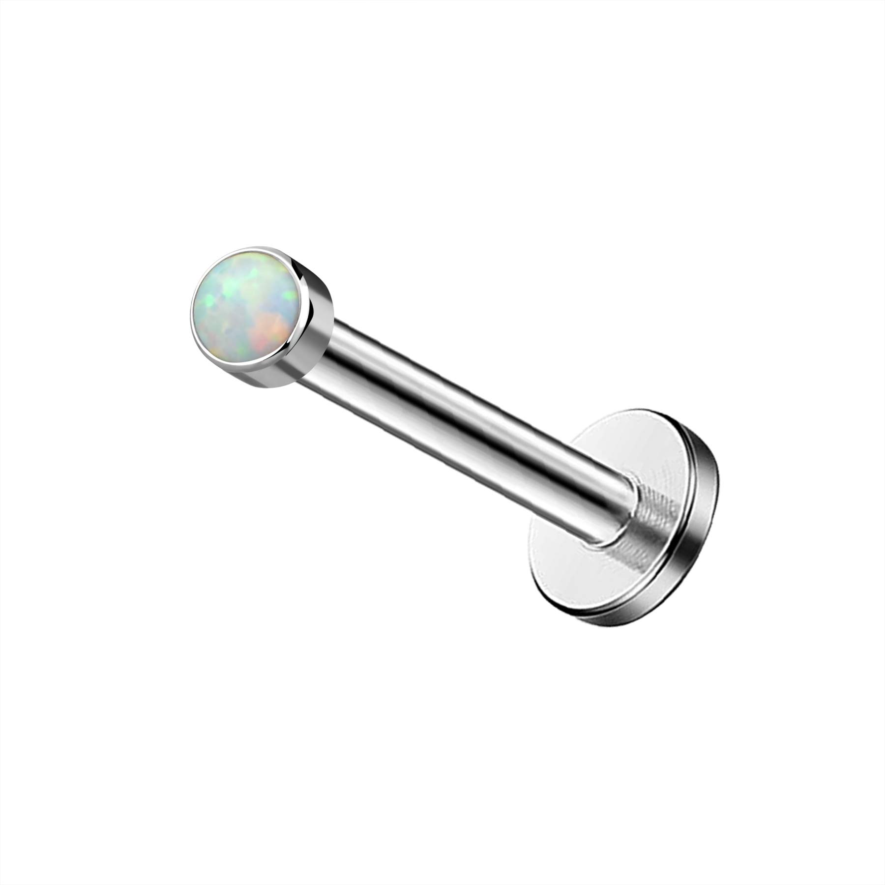 Melighting Labret Bars Grade 23 Solid Titanium Internally Thread Lip Studs 16G Opal Clear CZ Lip Ring Labret Piercing Jewellery Tragus Helix Earrings Opal 2MM